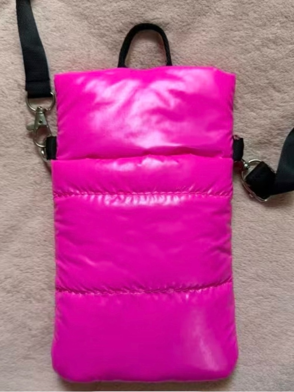 Hot Pink Puffer Crossbody Phone Bag